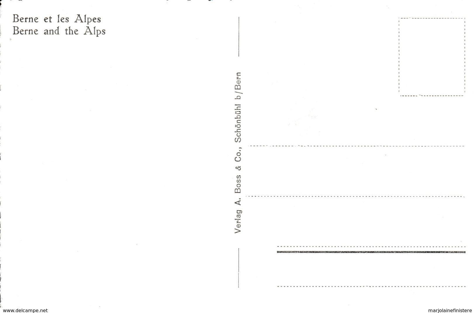 BERN Und Die Alpen. Verlag A. Boss & Co. N° B.511. - Berne