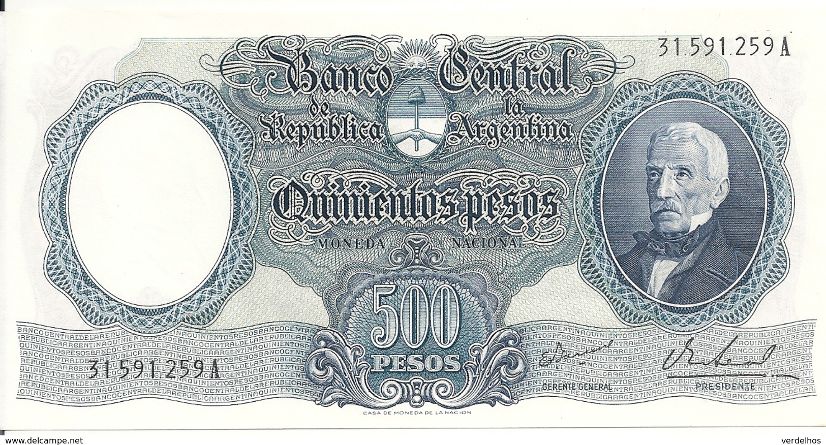 ARGENTINE 500 PESOS ND1964-69 AUNC P 278 - Argentine