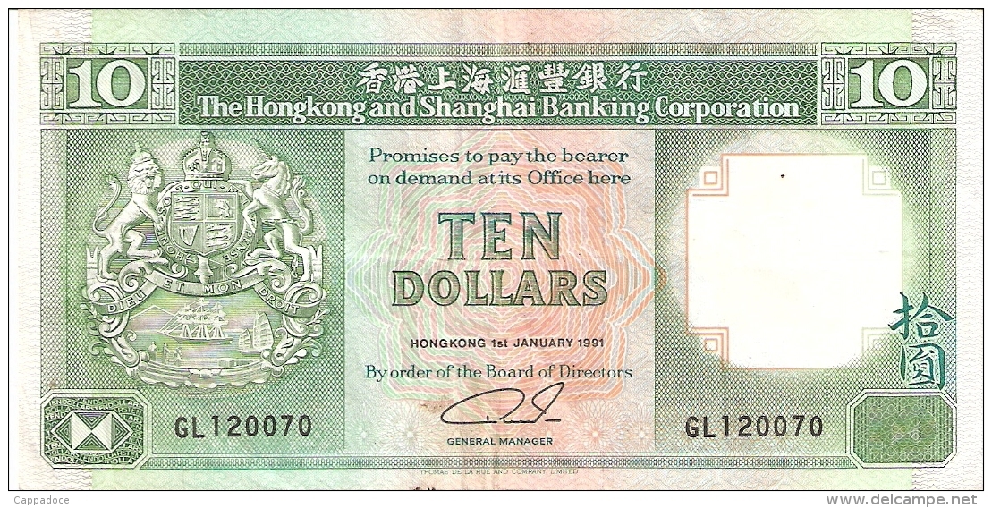 HONG KONG   10 Dollars   1/1/1991   P. 191c - Hong Kong