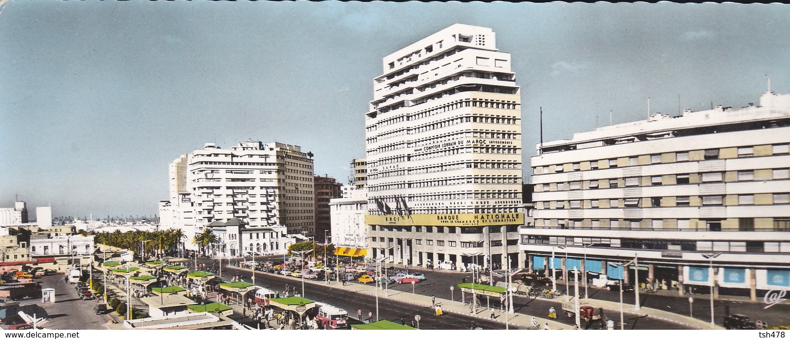 MAROC--carte Panoramique-CASABLANCA--vue Panoramique Sur La Place MOHAMMED V Et Le Boulevard EL HANALI-voir 2 Scans - Casablanca