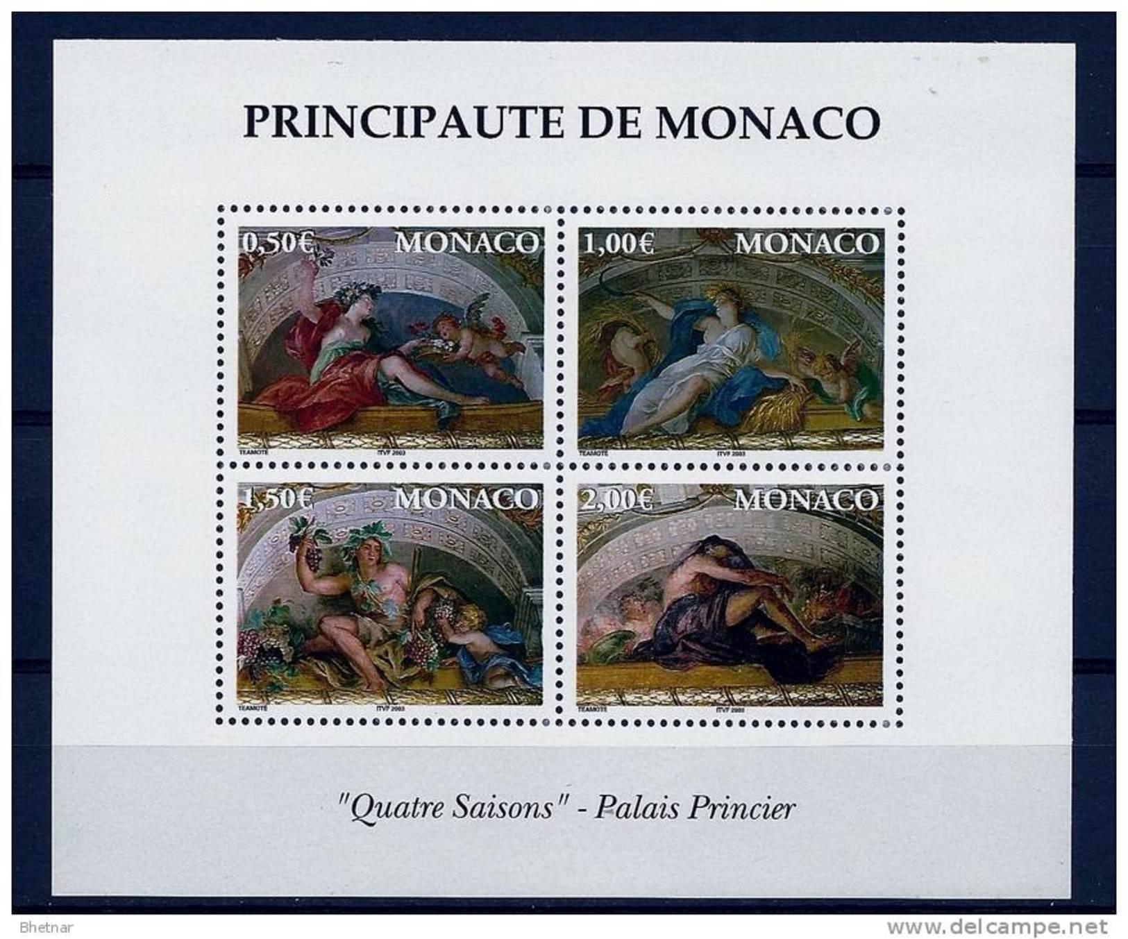 Monaco Bloc YT 87 " Quatre Saisons - Palais Princier " 2002 Neuf** - Blokken
