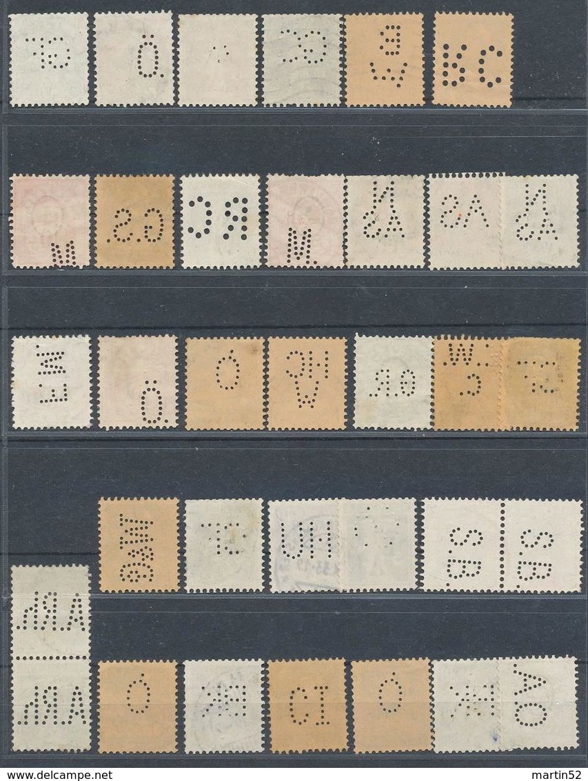 Schweiz Suisse Ab 1900:  Set Mit "Firmen-Lochungen" (PERFINS) Ziffer - Helvetia - Tell & Knabe - Gezähnt (perforiert)