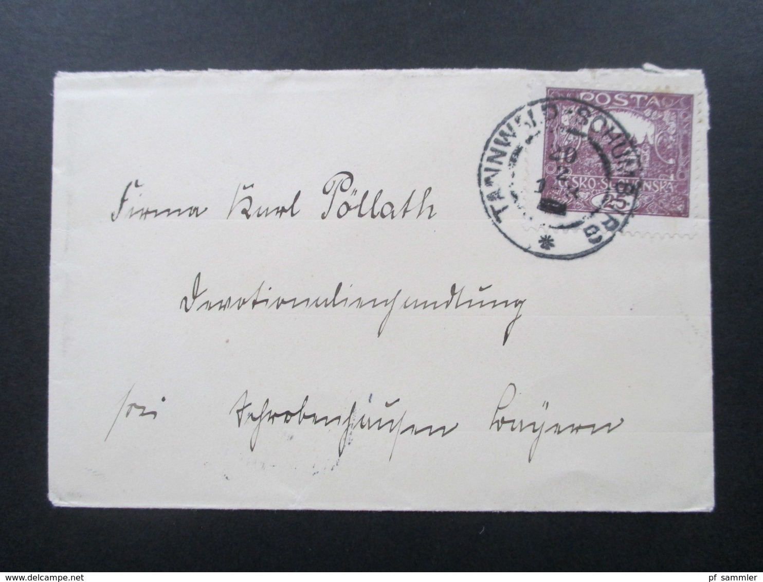 CSSR 1919 Nr. 28 EF Stempel Tannwald - Schumburg Und Rückseitig Stempel Konvent Der Hedwigschwestern - Lettres & Documents