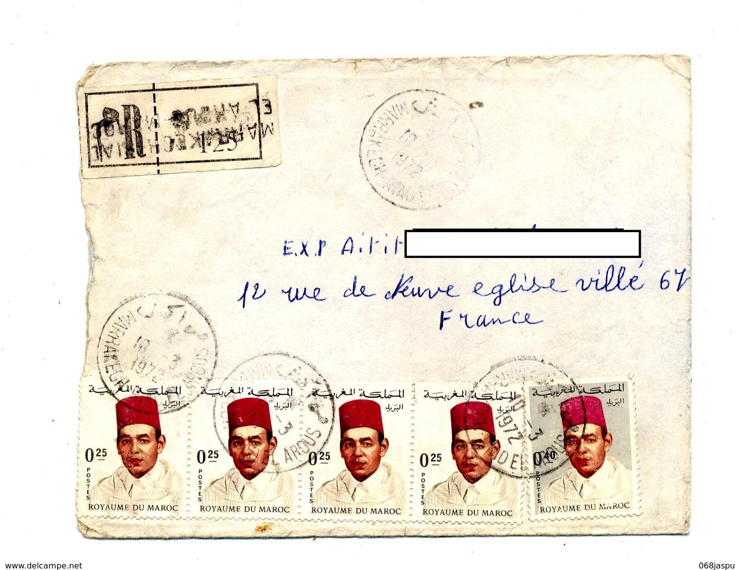 Lettre Recommandee Marrakech Sur Roi - Maroc (1956-...)