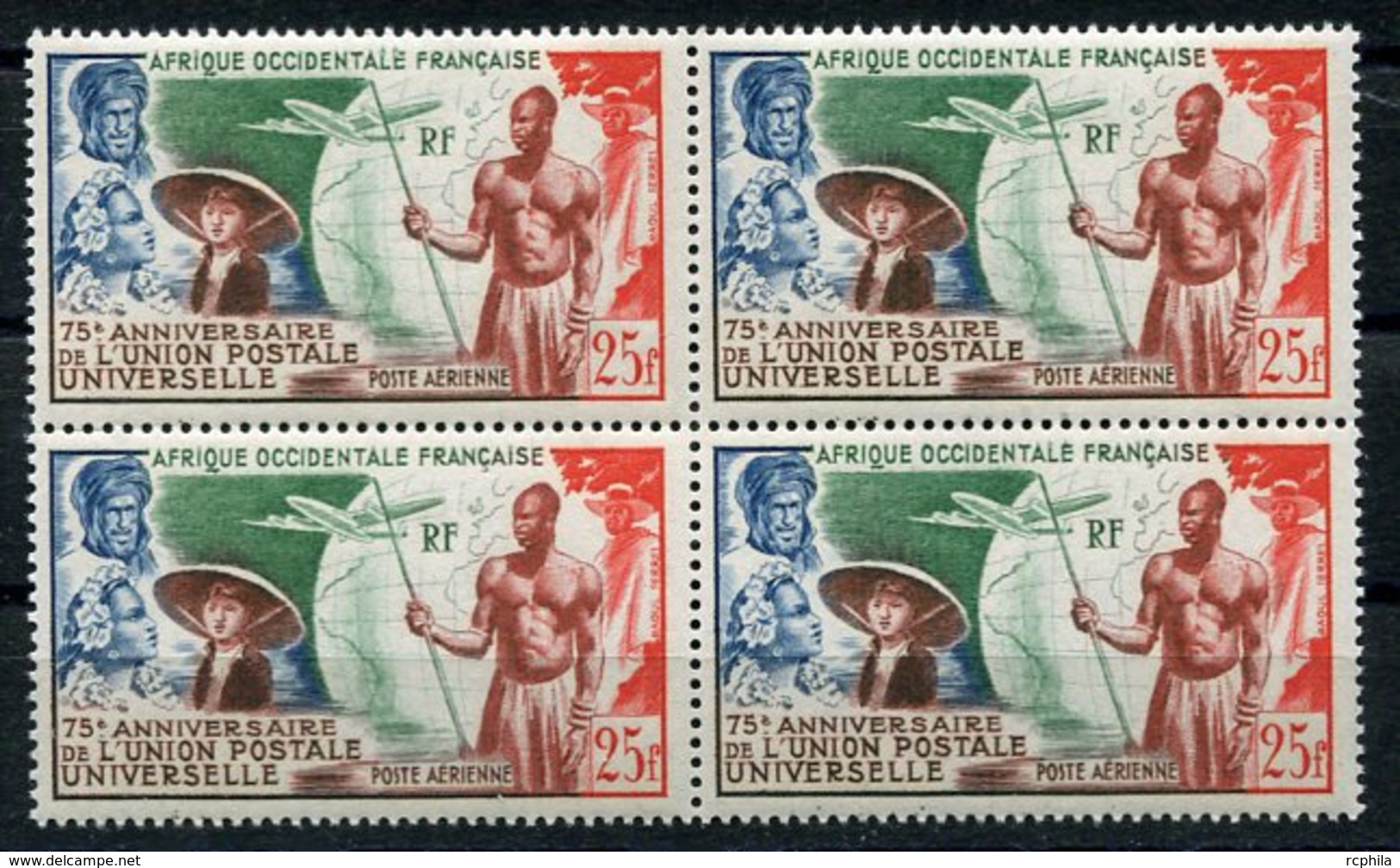 RC 9884 AOF AFRIQUE OCCIDENTALE N° PA 15 UPU BLOC DE 4 POSTE AERIENNE COTE 52,80€ NEUF ** TB - Unused Stamps