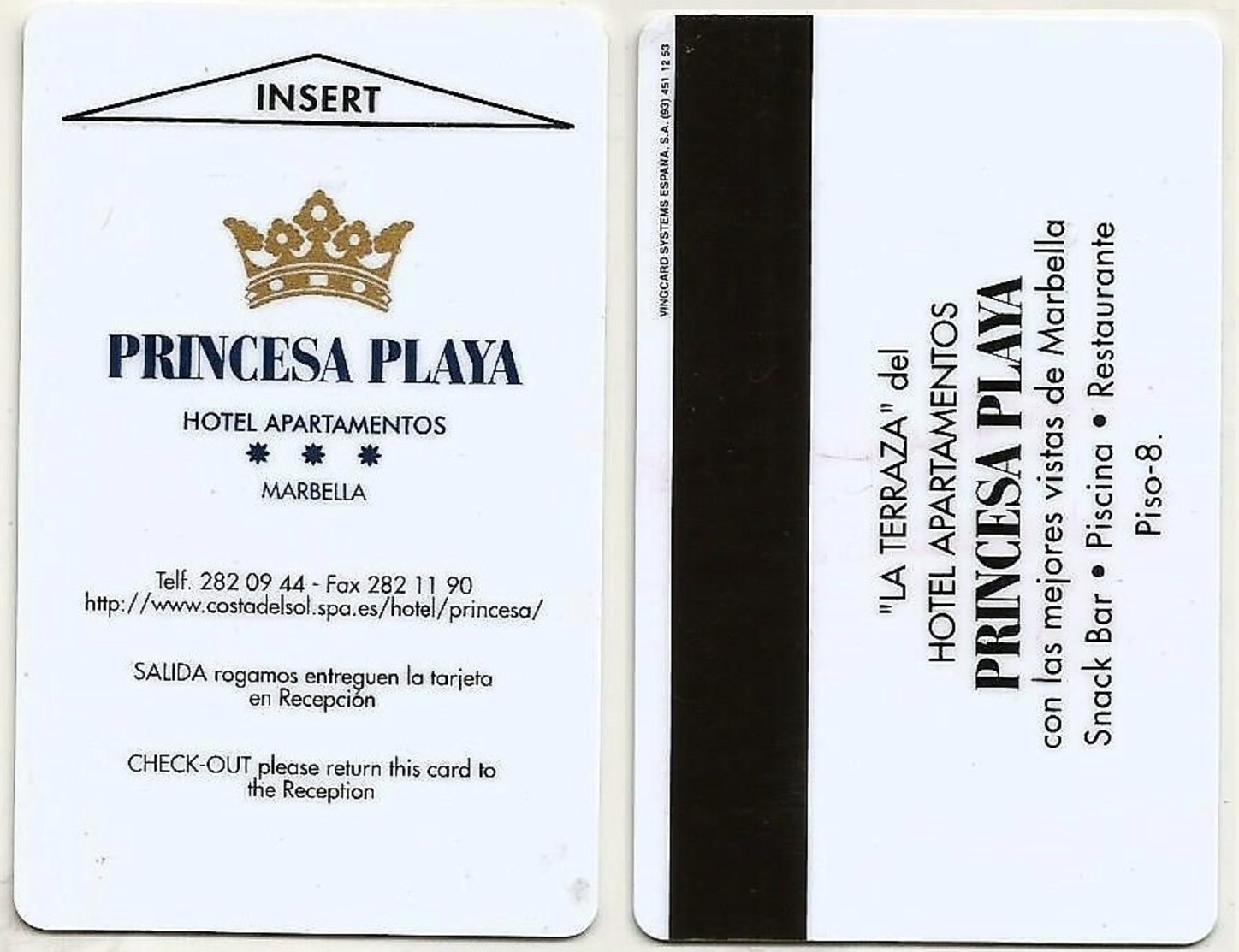 Spanien / Spain Hotelkarte / Keycard  Vom Hotel Princesa Playa In Marbella / Spanien - Hotelkarten