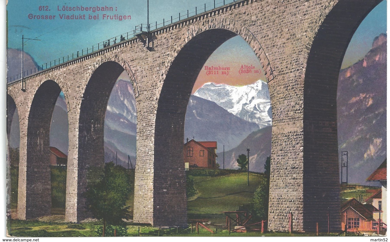 Schweiz Suisse 1914: Lötschbergbahn: Grosser Viadukt Bei Frutigen (Xaver Frey&Co Basel No.612) Mit O FRUTIGEN 23.IX.14 - Ouvrages D'Art