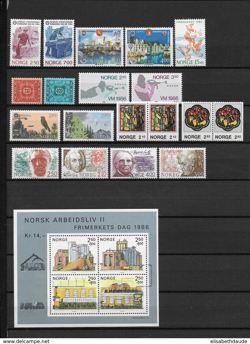 NORVEGE - ANNEE COMPLETE 1986  **/MNH - COTE YVERT = 54.5 EUR. - Años Completos