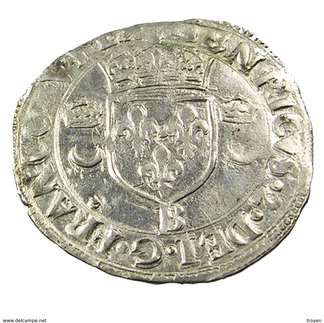 Douzain Aux Croissants - Henri II -  France -  Billon - 1553 B  Rouen  - TB+ - - 1547-1559 Henri II