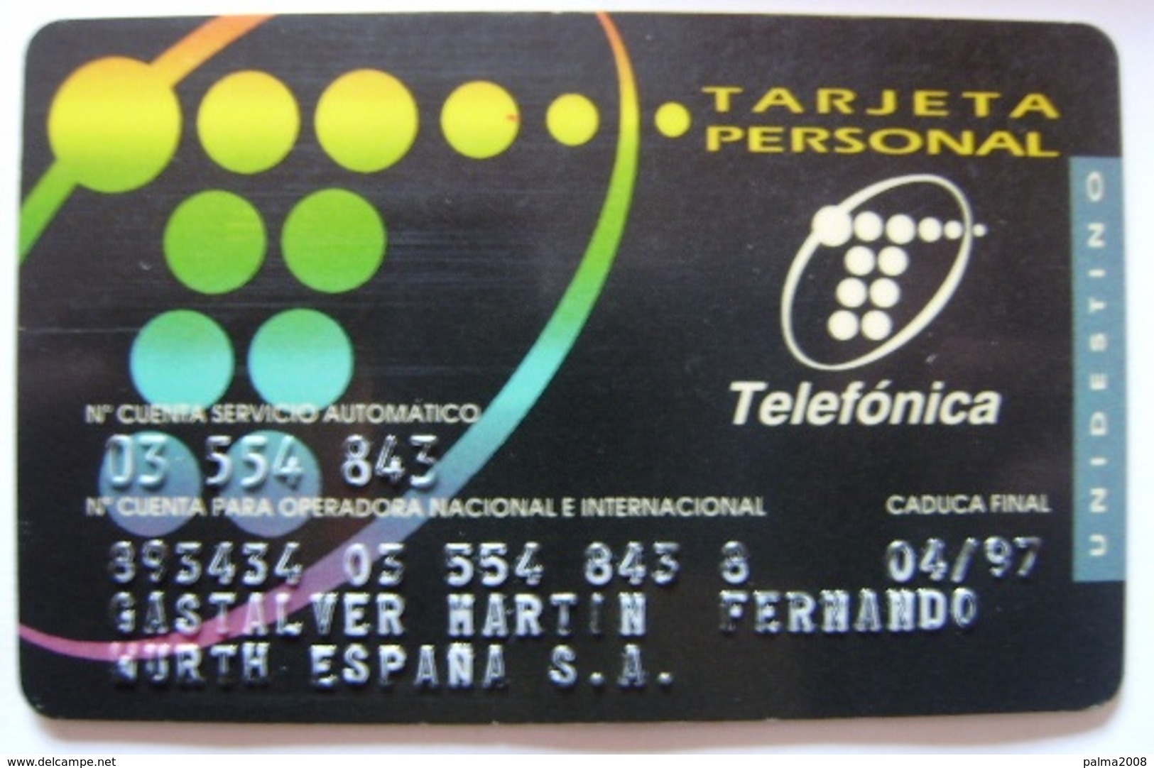 TARJETA PERSONALIZADA - BMP 009 - USADA - VER FOTO REVERSO - A760 - Otros & Sin Clasificación