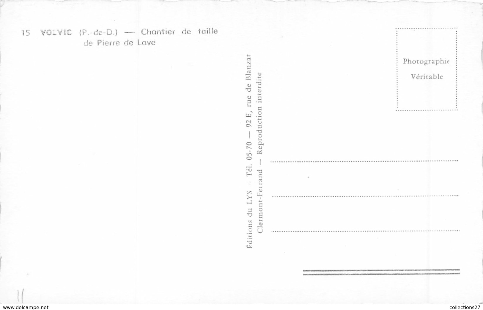 63-VOLVIC- CHANTIER DE TAILLE DE PIERRE DE LAVE - Volvic