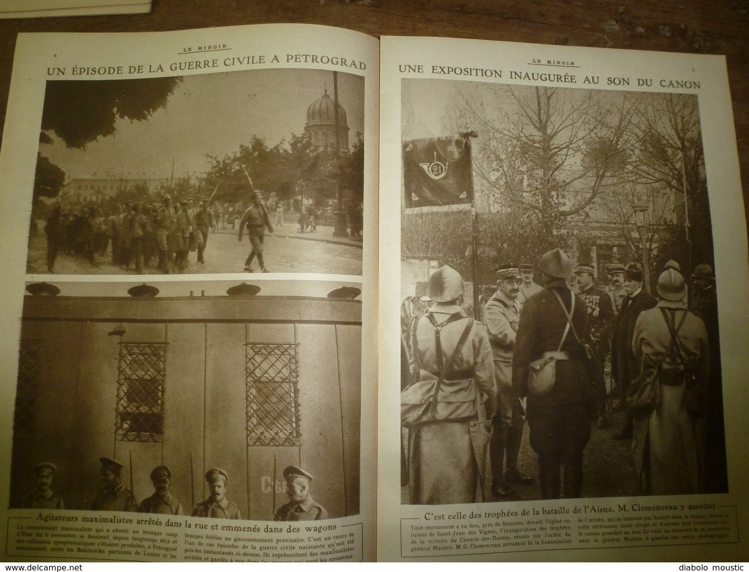 1917 LE MIROIR:Les Soldats Téléphonistes Portent La Peau De Mouton Contre Froid;Révolution Russe; Laon;Les Italiens,etc - Francese