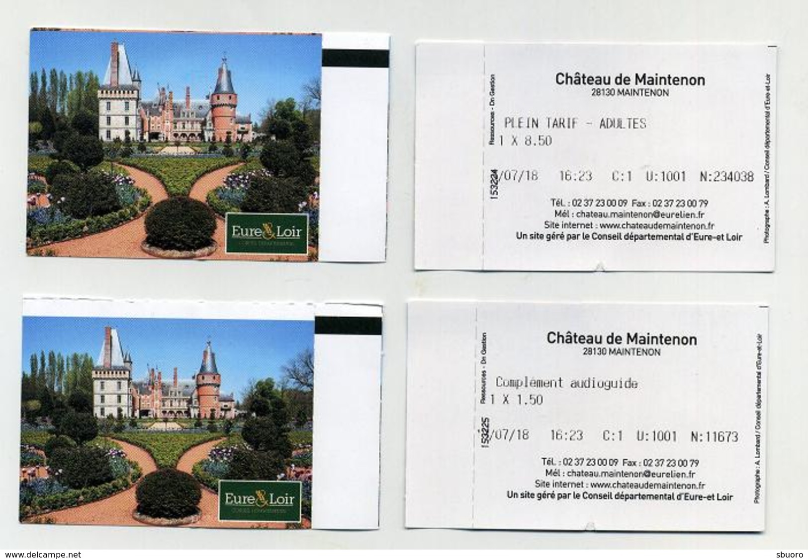 Lot De 2 Tickets - Château De Maintenon - Eure Et Loir (28), France - Entrée Et Audioguide - Tickets D'entrée