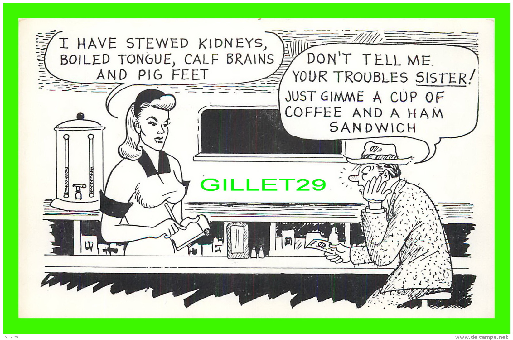HUMOUR, COMICS - I HAVE STWED KIDNEYS BOILED TONGUE, CALF BRAINS &amp; PIG FEET - - Humour