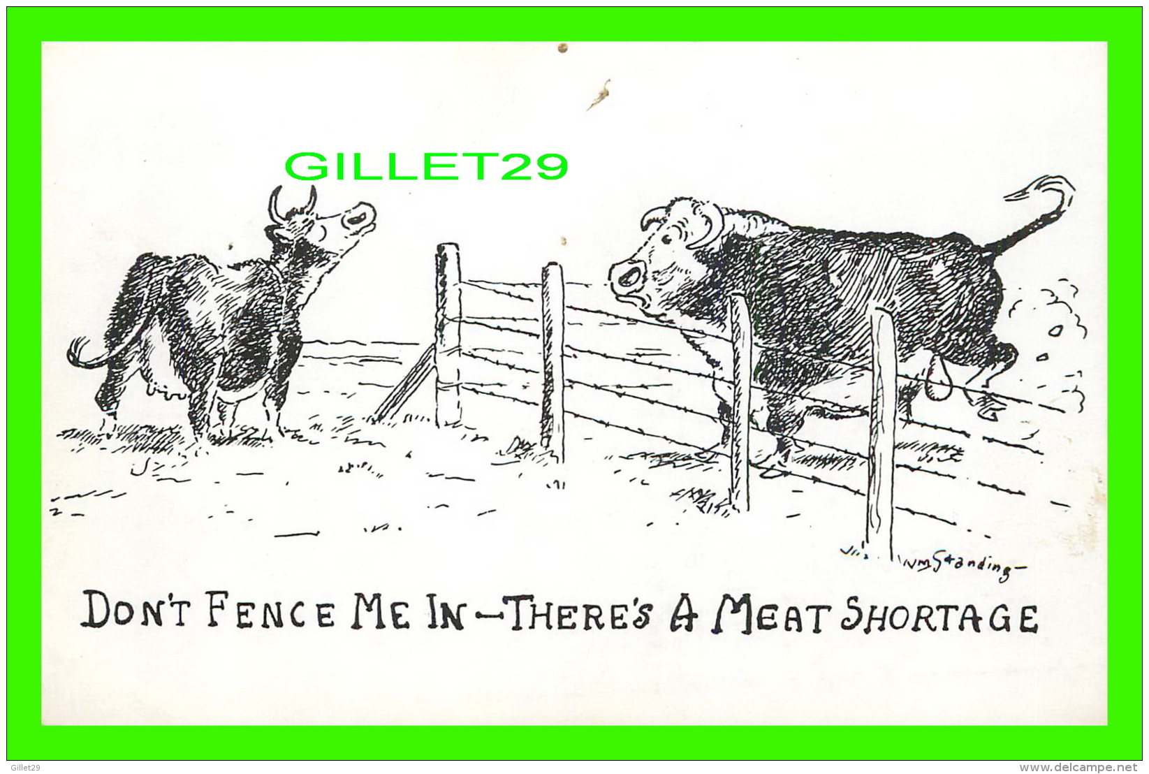 HUMOUR, COMICS - DON'T FENCE ME IN - THERE'S A MEAT SHORTAGE -  WESTERN STATIONERY CO - WM STANDING INDIAN ARTIST - - Humour