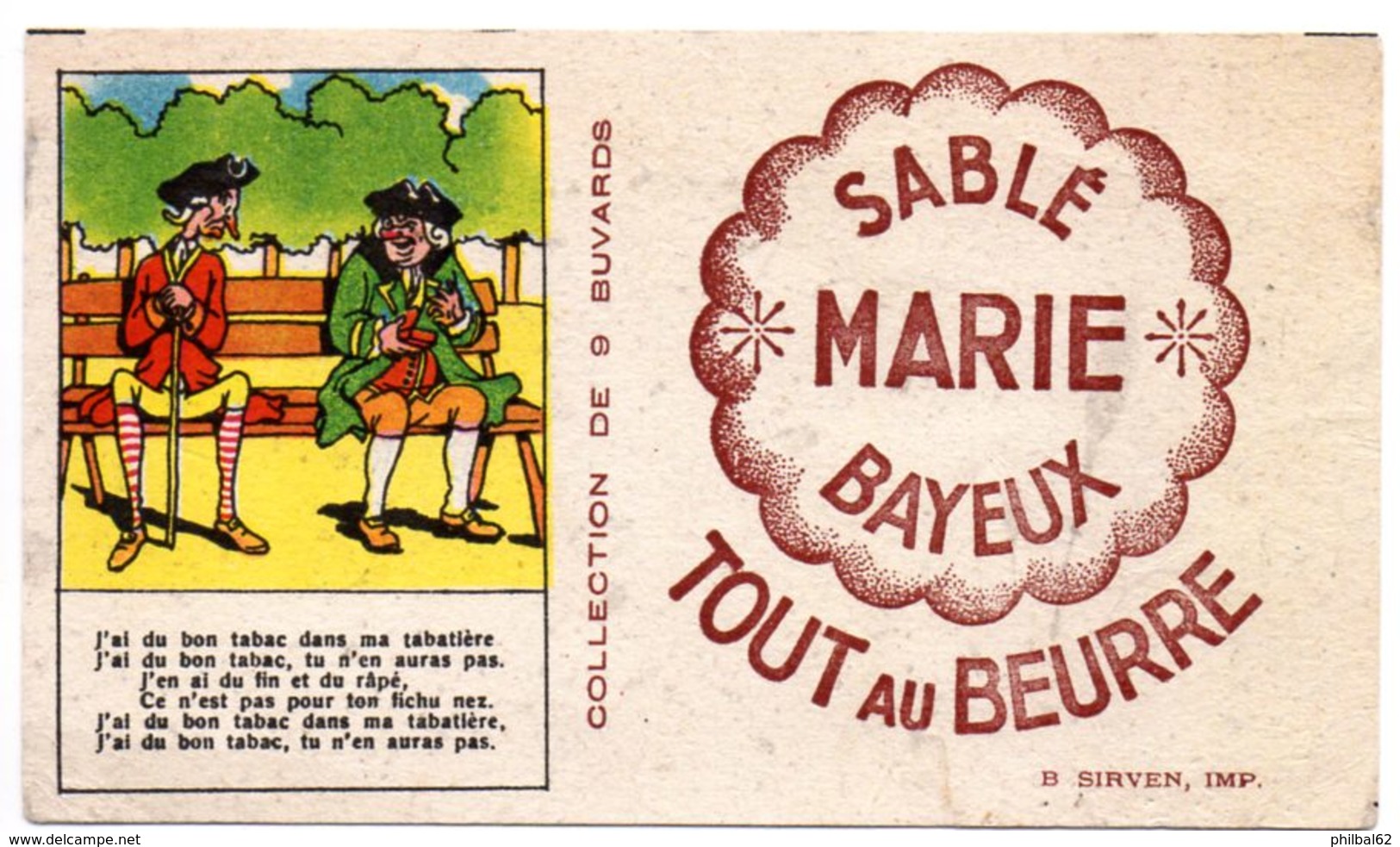 Buvard Sablé Marie à Bayeux. Illustration : Chansons Et Comptines. J'ai Du Bon Tabac... - Cake & Candy