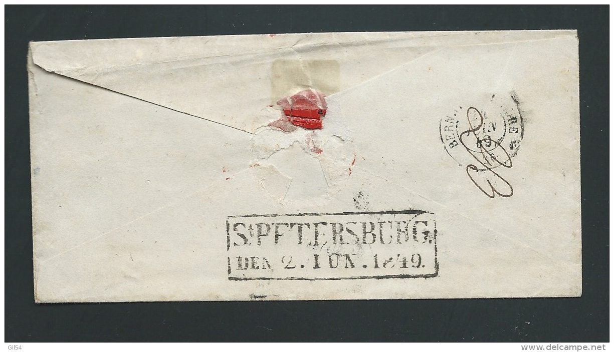 Lettre De Saint Petersbourg De 1849 Pour La France Aus Russland Franco En Noir + PD -  Bb15808 - ...-1857 Préphilatélie