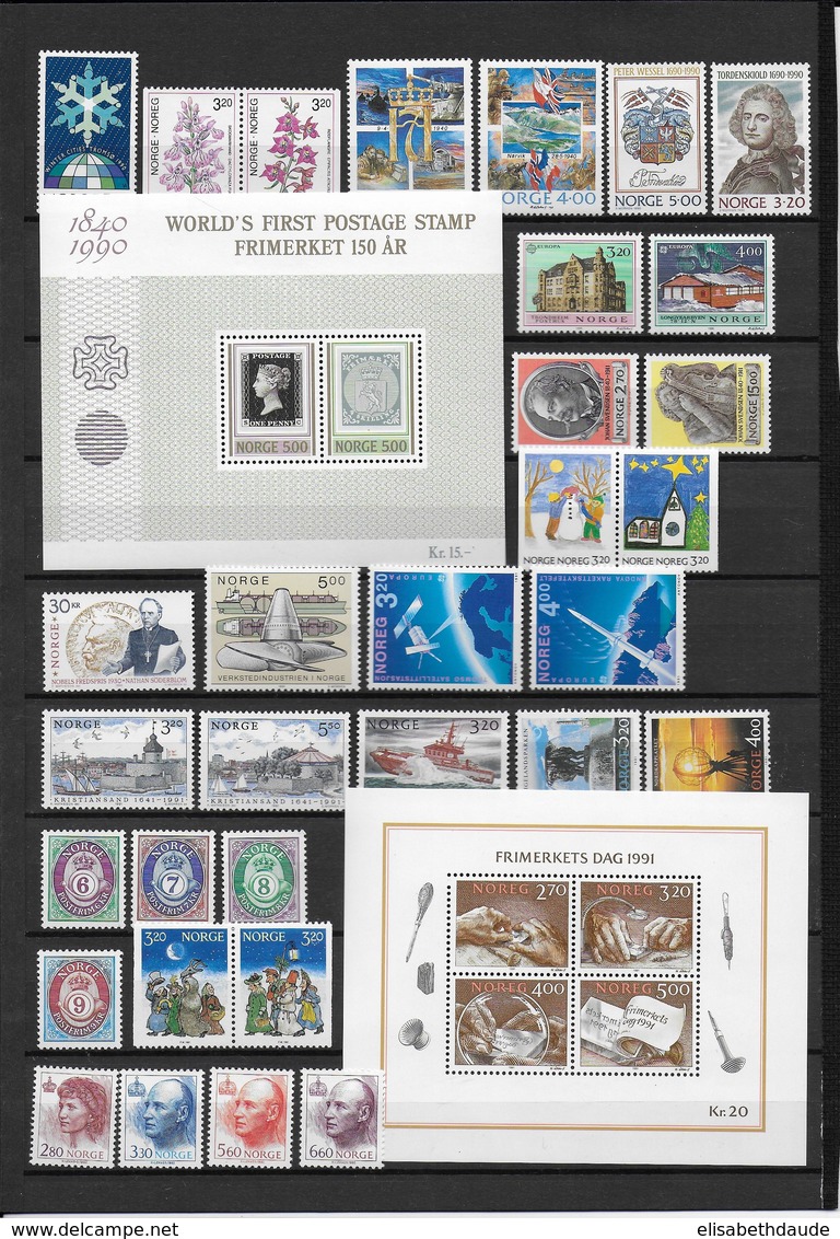 NORVEGE - COLLECTIONS ANNEES 90/92  **/MNH - COTE YVERT = 180 EUR. - 2 SCANS - Collections