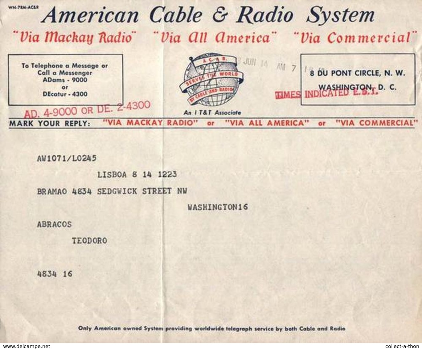 200 AMERICAN CABLE & RADIO STOCKS (100 GREEN 100 ORANGE) 1940's-60's BEAUTIFUL ART DECO CERTIFICATES! LOWEST PRICE 25c!! - Vrac - Billets