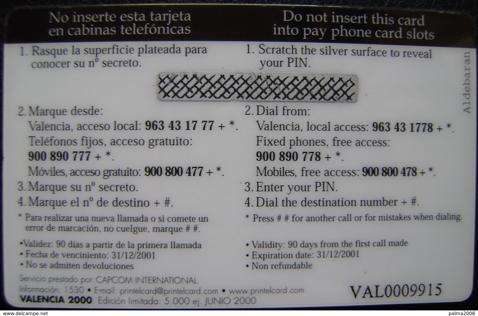 LOTE 2 TARJETA PREPAGO - NUEVAS  - VER DESCRIPCION Y 4 FOTOS - A775 - Other & Unclassified