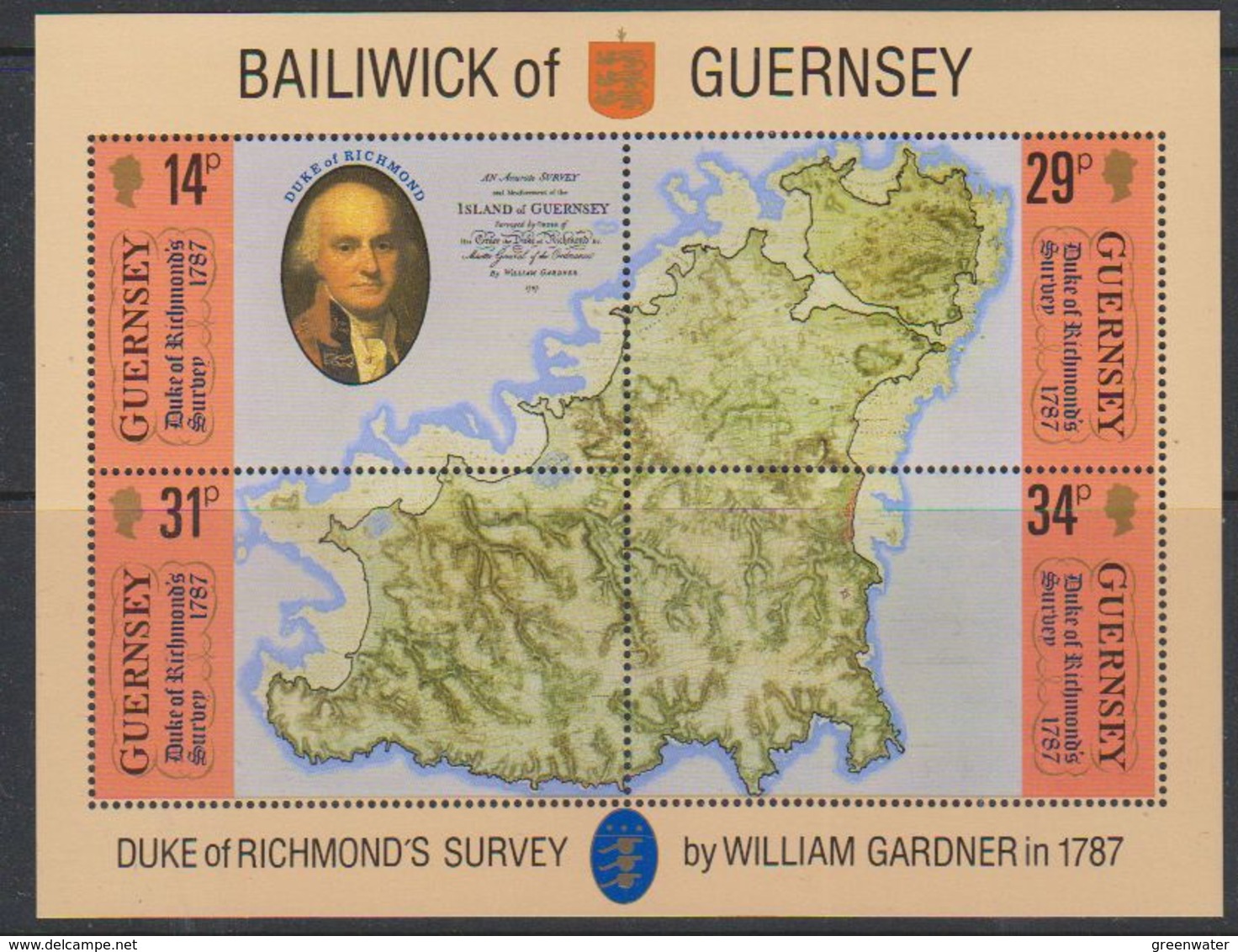 Guernsey 1987 Duke Of Richmond's Survey / Map M/s ** Mnh (40505E) Promo - Guernsey