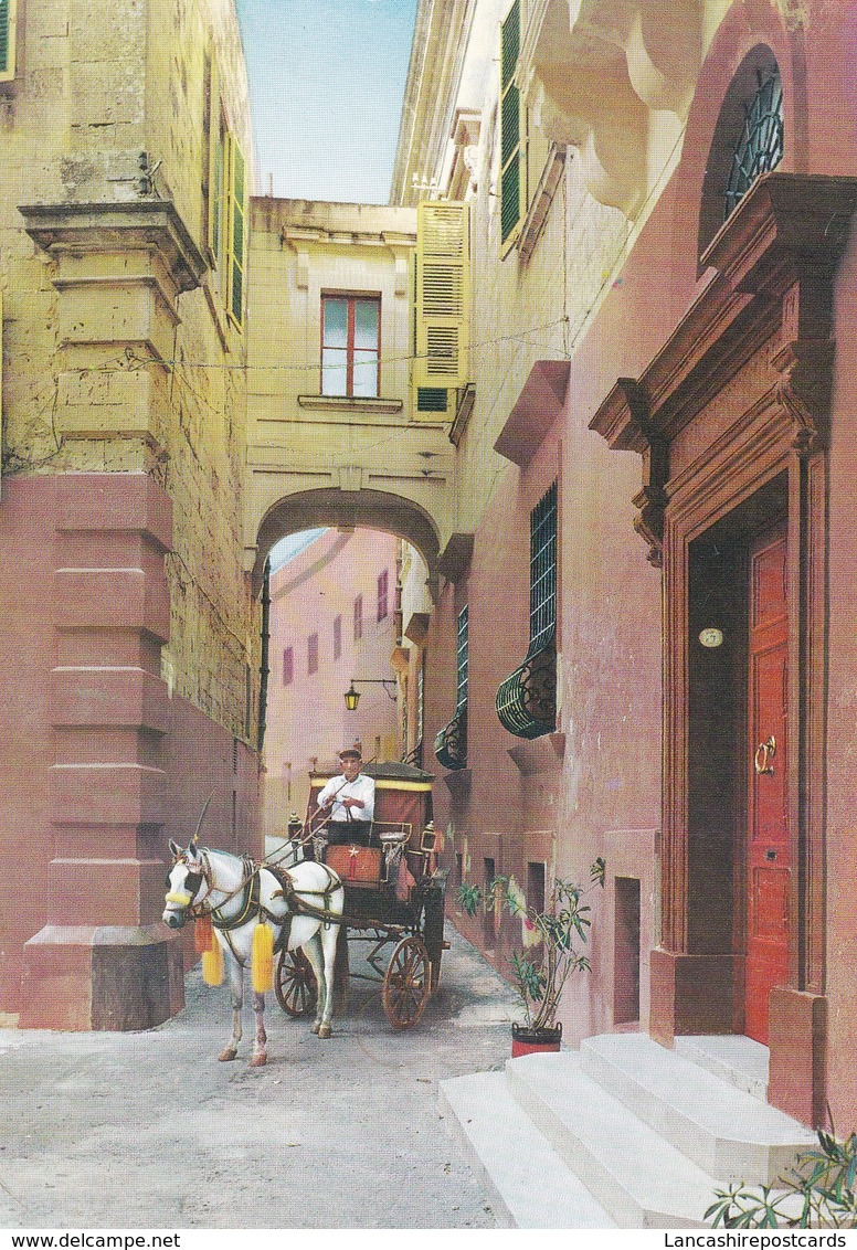 Postcard Typical Narrow Street Mdina Malta [ Horde Carriage ] PU 1982 My Ref  B22998 - Malta