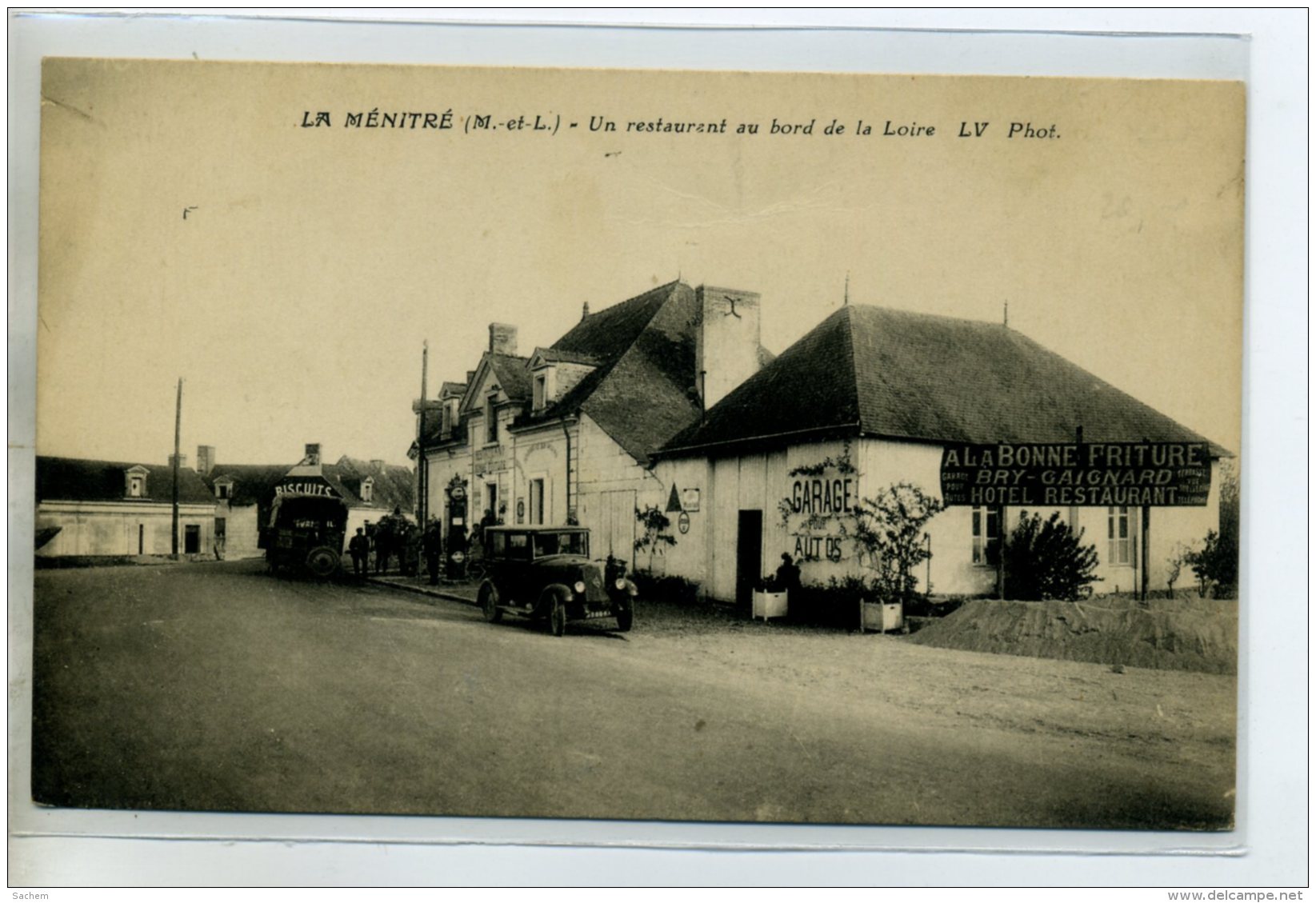 49 LA MENITRE Carte Rare  Automobiles Restaurant " A La Bonne Friture " Bord Loire Garage Autos- CHretien Ang   /DS-2015 - Other & Unclassified