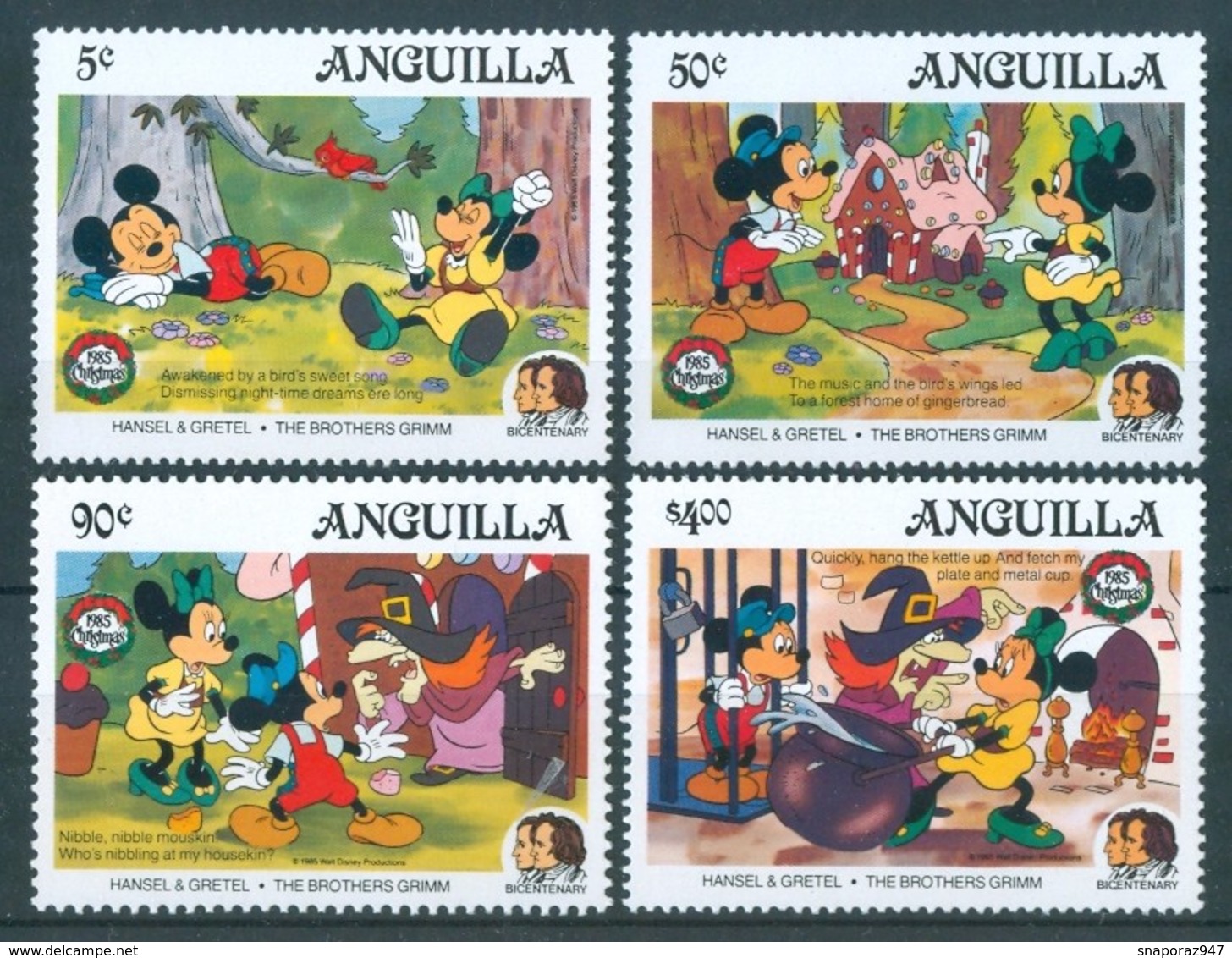 1985 Anguilla Disney Christmas Bicentenary Of The Grimm Brothers MNH** Fo138 - Disney