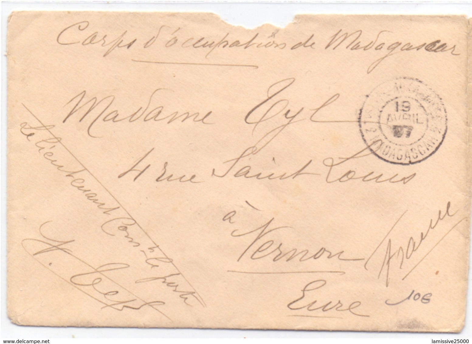 Corps D Occupation De Madagascar 190/ 04 / 1897 - Brieven En Documenten