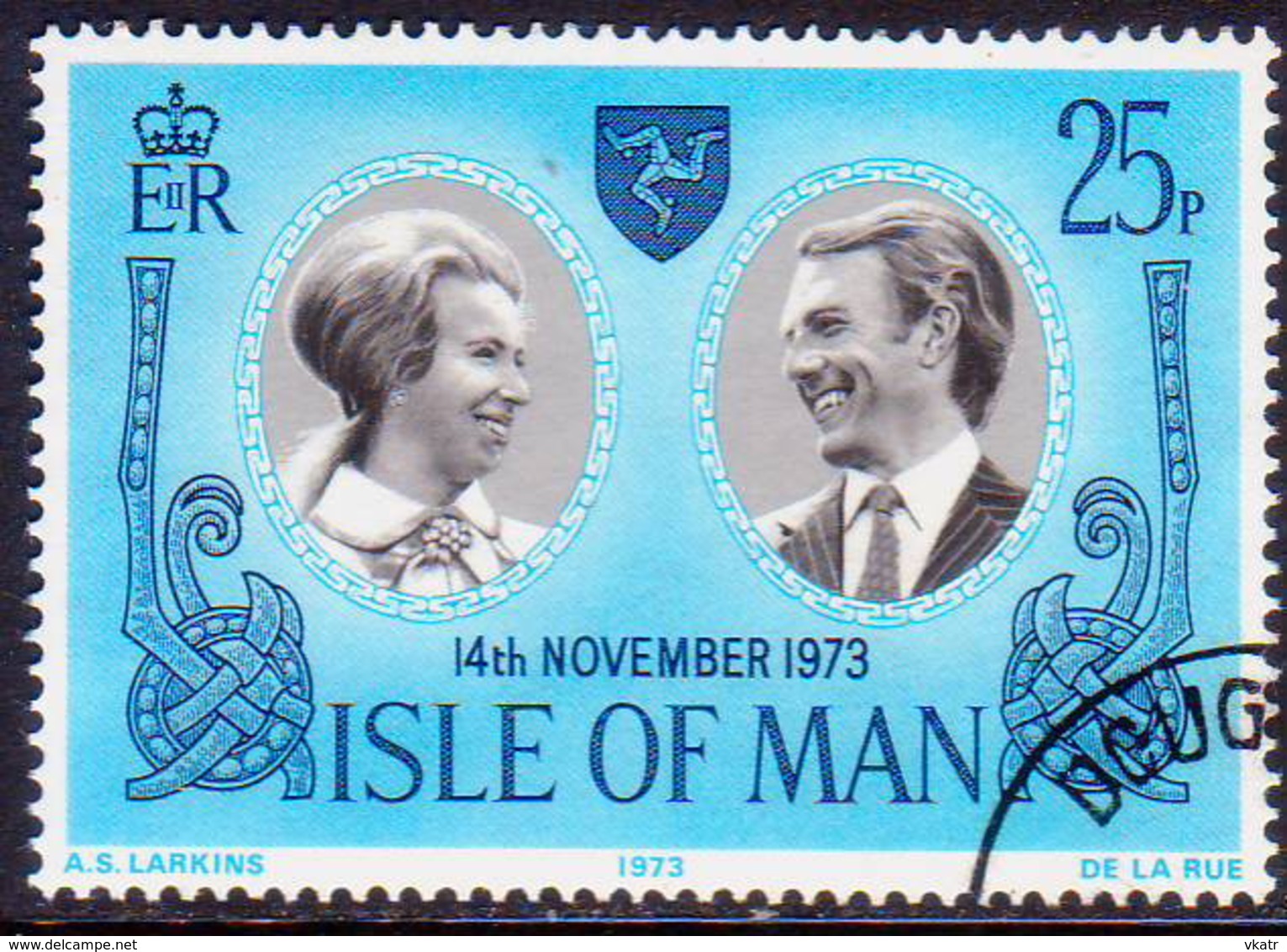 ISLE OF MAN 1973 SG 41 25p Used Royal Wedding - Isle Of Man