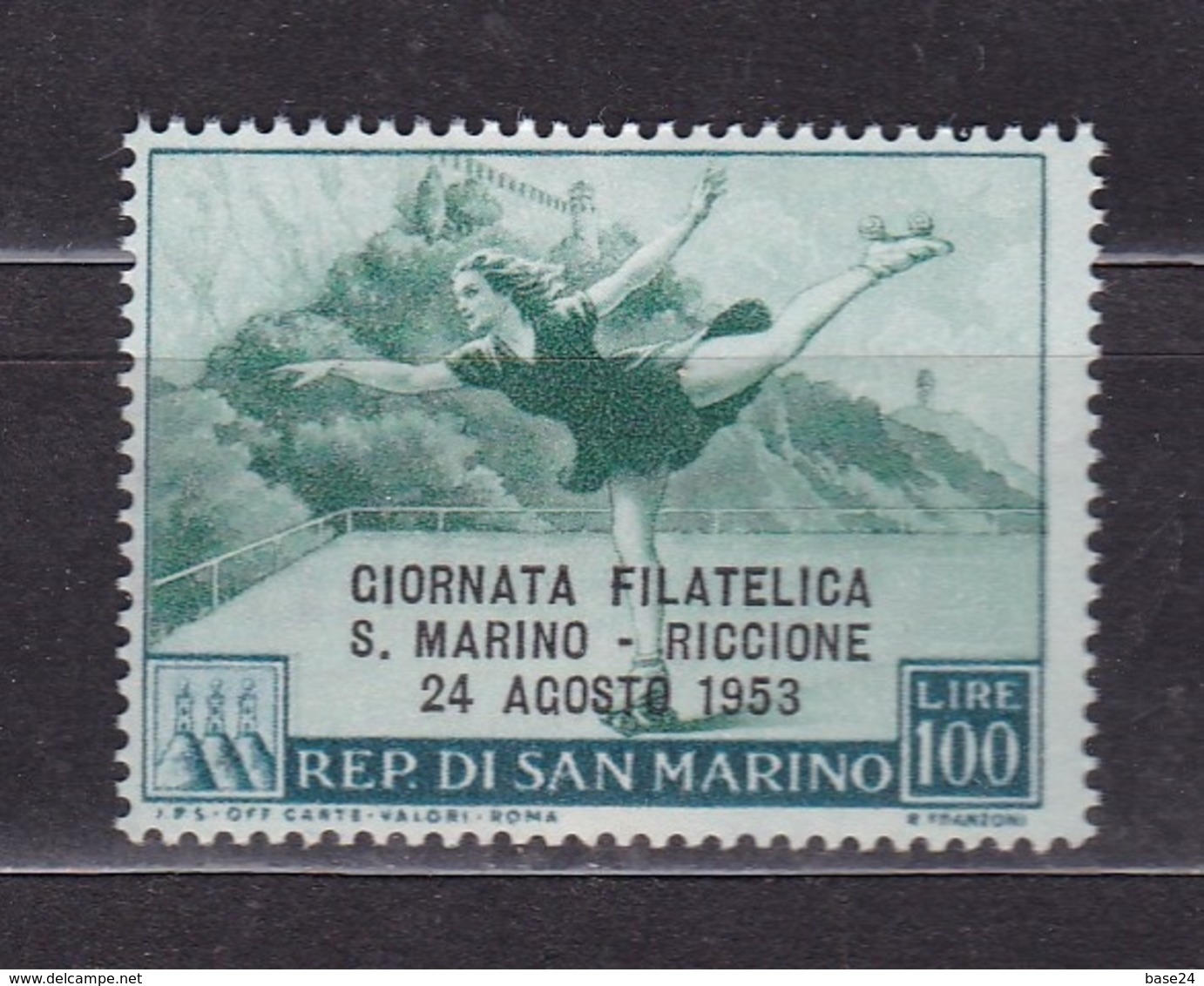 1953 San Marino Saint Marin GIORNATA FILATELICA RICCIONE PATTINATRICE, SKATER, SPORT, SKATER Serie MNH** - Nuovi