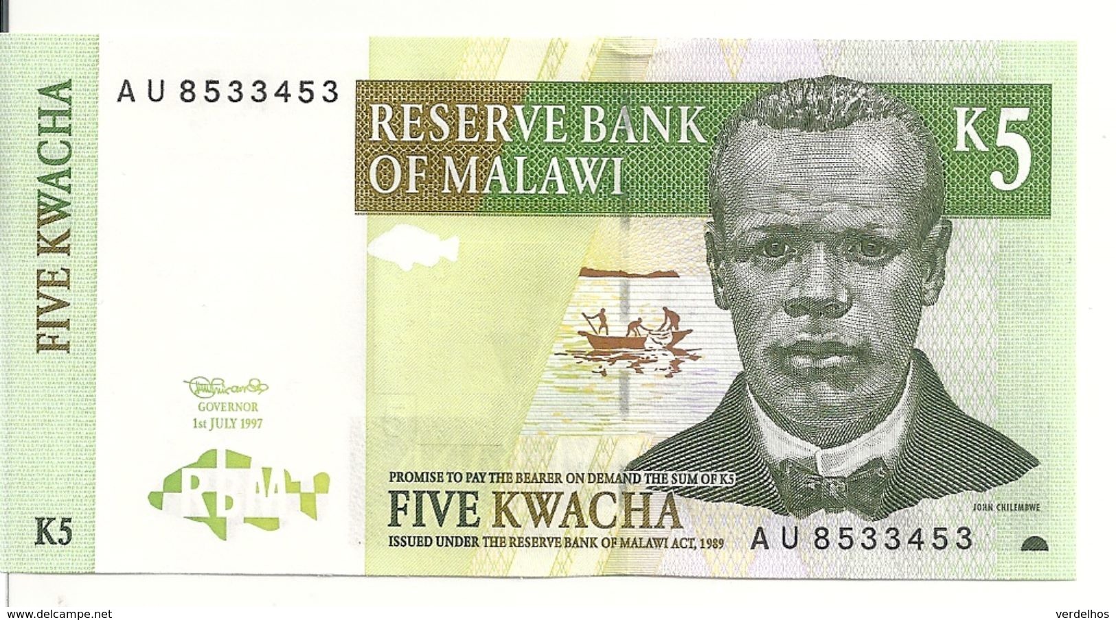 MALAWI 5 KWACHA 1997 UNC P 36 A - Malawi