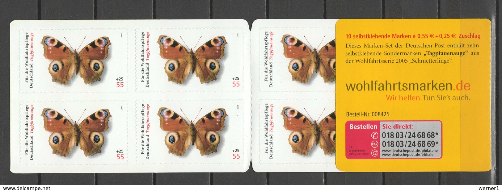 Germany 2005 Butterflies Stamp Booklet With 10 Self Adhesive Stamps MNH - Mariposas