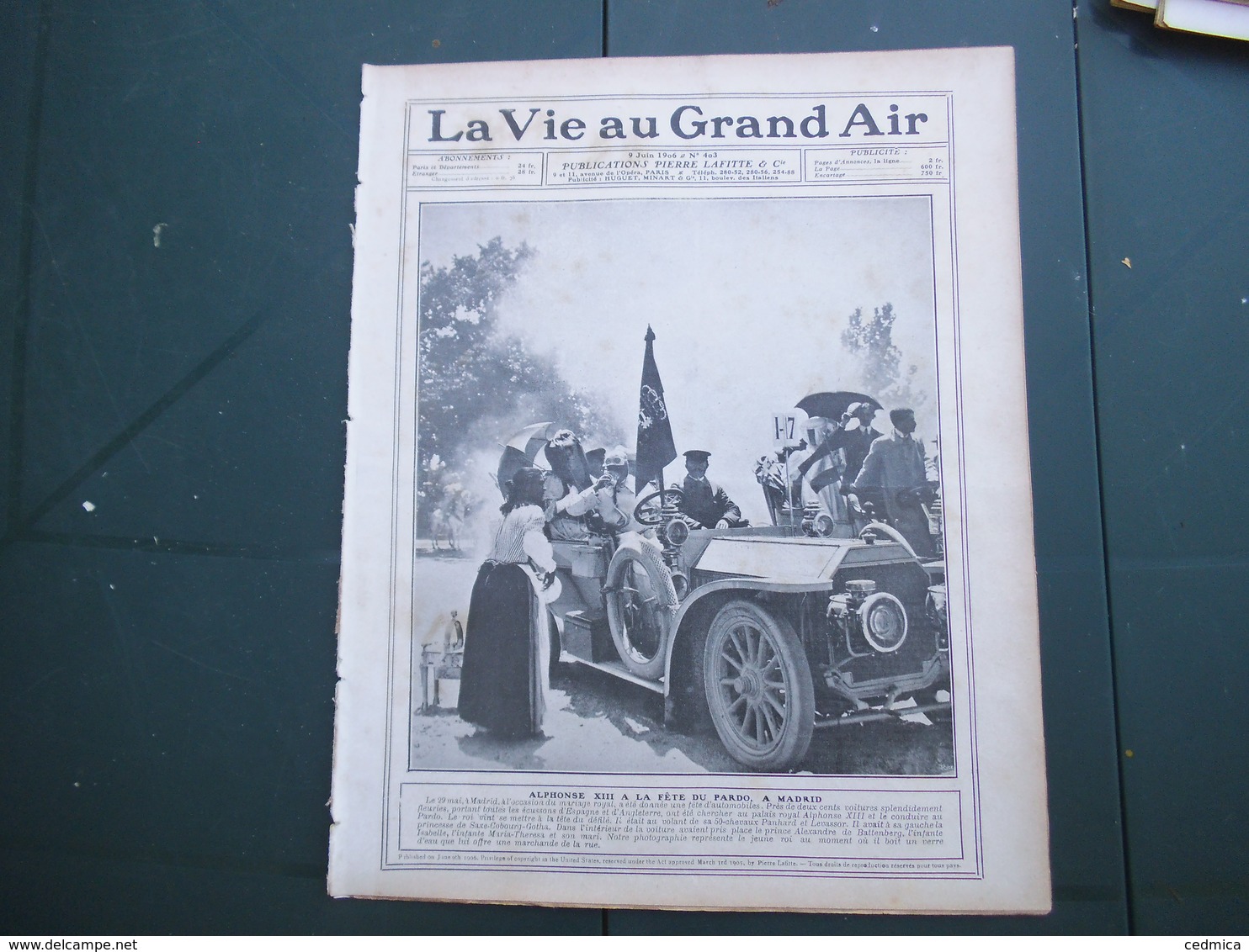 LA VIE AU GRAND AIR N°403 DU 9 JUIN 1906 CIRCUIT DE LA SARTHE,CONCOURS DE TOURISME,LE TOUR DE FRANCE,ALPHONSE XIII A LA - 1900 - 1949