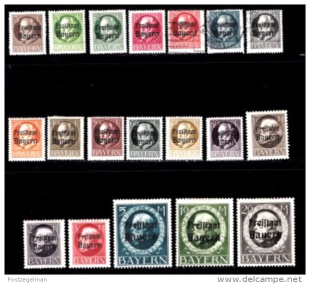 BAYERN, 1919, Used Stamp(s) , Ludwig III, Overprint, M152-170,  Scan 15166,  19 Values, Cpl. - Other & Unclassified