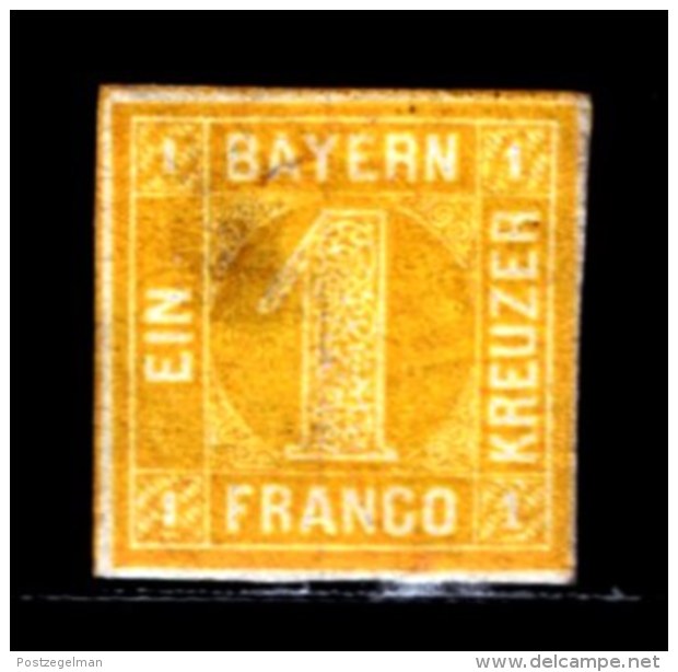 BAYERN, 1862, Unused Stamp(s) , Number Stamps   M8,  Scan 15172, 1 Kr,  NO GLUE - Mint