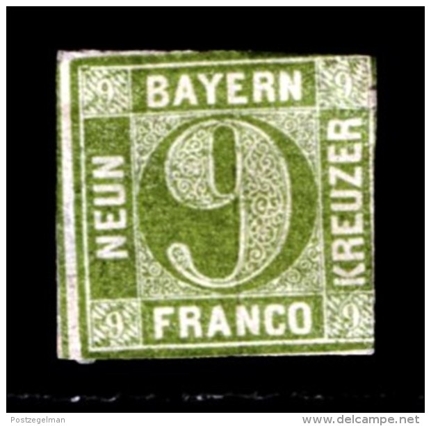 BAYERN, 1850, Unused Stamp(s) NO GLUE , Number Stamps  M5,  Scan 15181, 9 Kr Green, - Mint