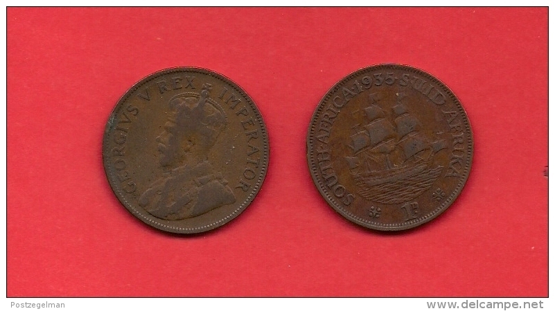 SOUTH AFRICA, 1935,  Circulated Coin, 1 Penny, George V, Km 14.3, C1419 - Zuid-Afrika