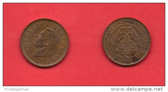 SOUTH AFRICA, 1949,  Circulated Coin, 1/4 Pence,  George VI, Bronze, Km32.1  C 1380 - South Africa