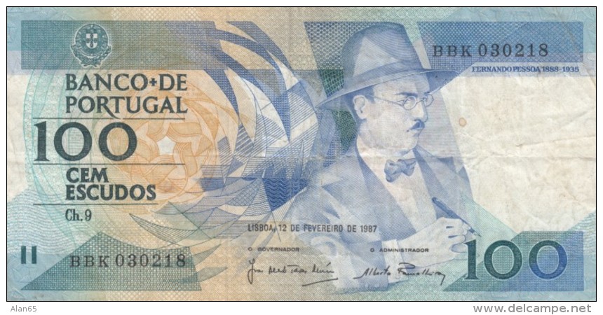 Portugal #179b, 100 Escudos 1987 Issue Fine+ Banknote - Portugal