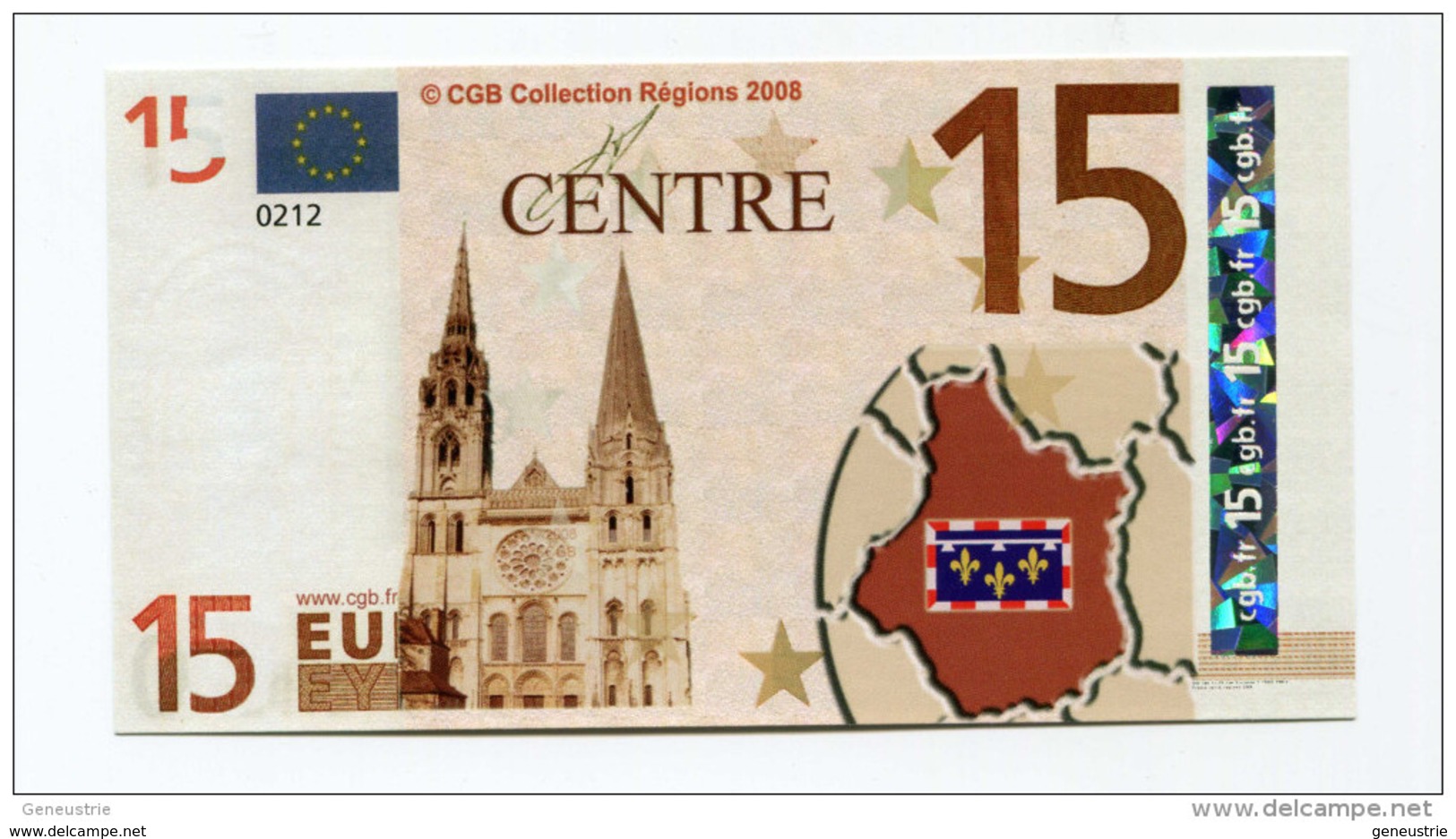Billet De 15 Euros "Centre" 2008 - CGB - Billet Fictif 15€ - Banknote - Altri & Non Classificati