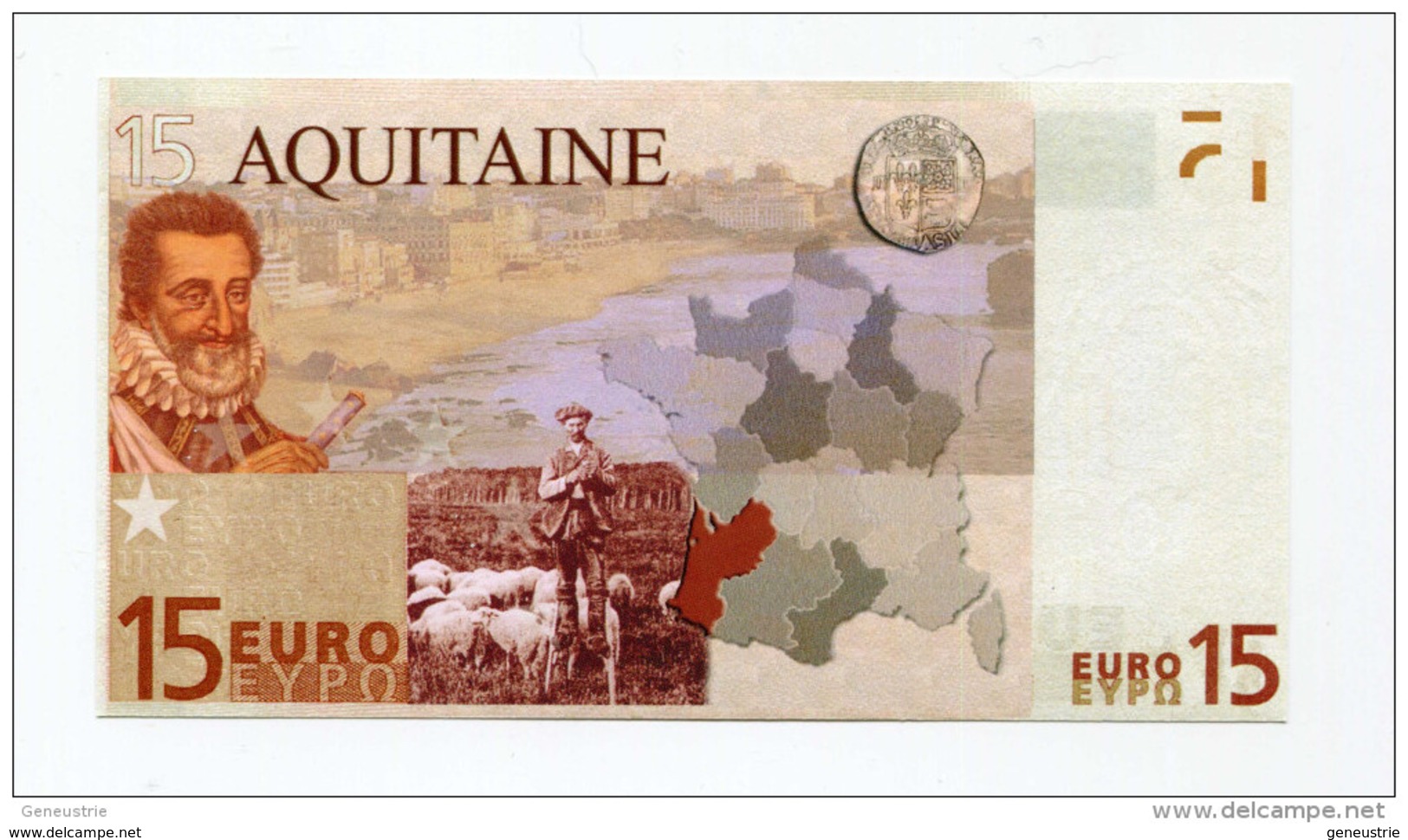 Billet De Banque 15 Euros "Aquitaine" 2008 - CGB - Billet Fictif De Fantaisie 15€ - Banknote - Altri & Non Classificati