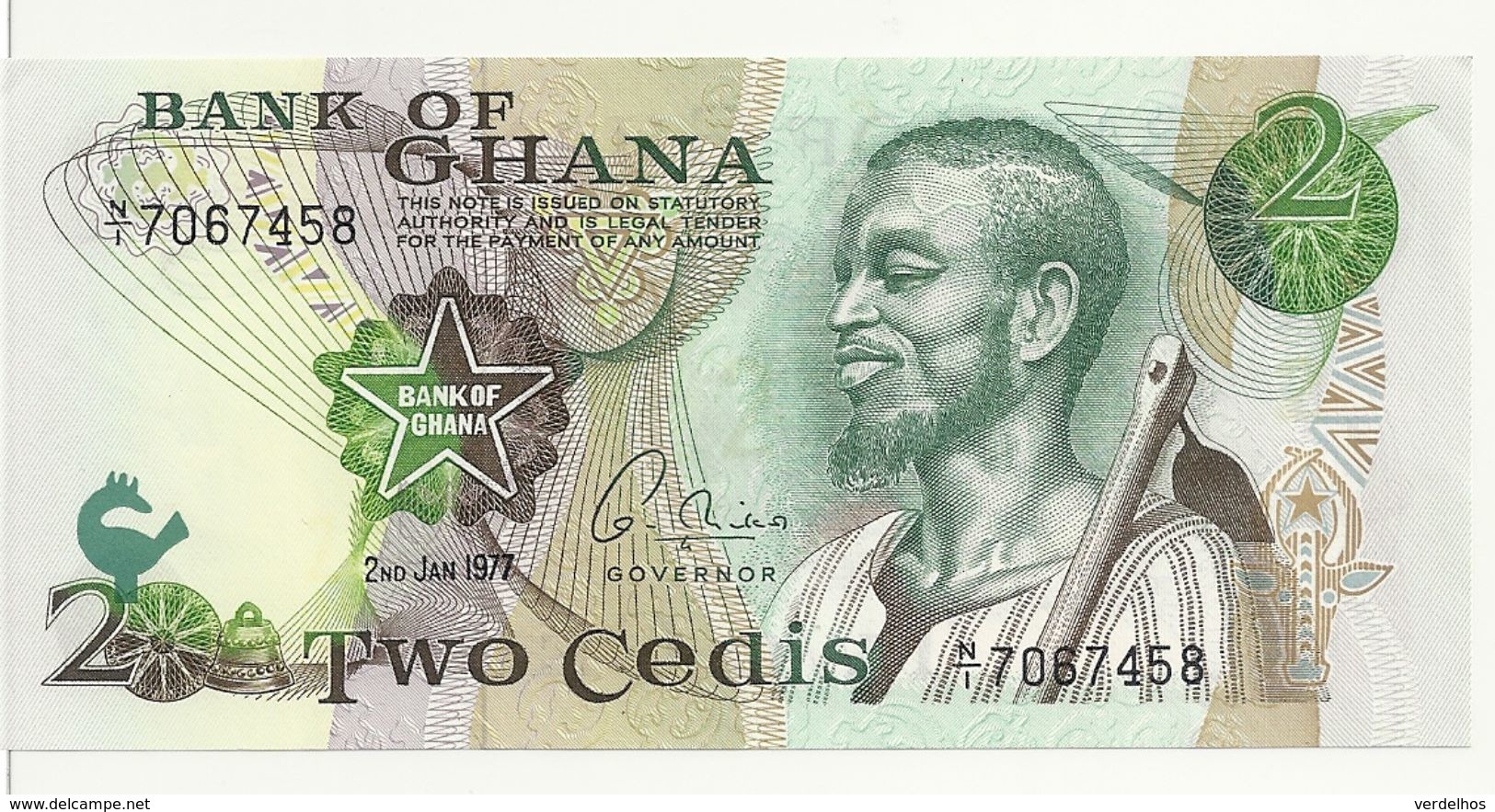 GHANA 2 CEDIS 1977 AUNC P 14 C - Ghana