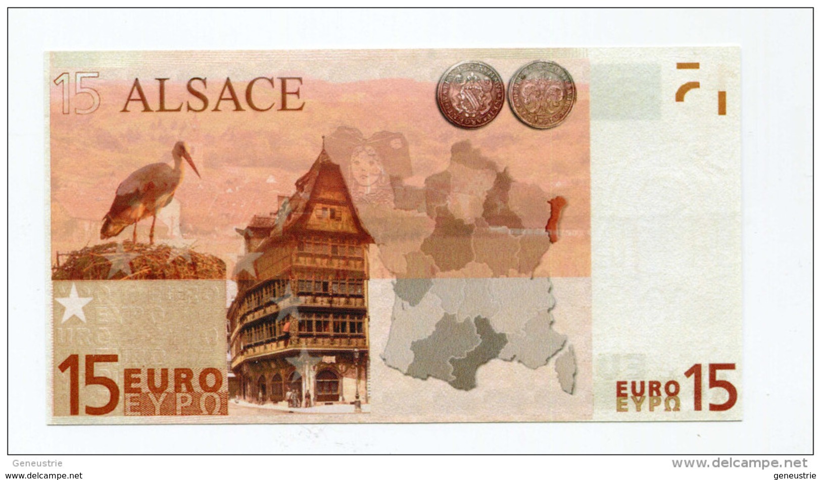 Billet De Banque 15 Euros "Alsace" 2008 - CGB - Billet Fictif De Fantaisie 15€ - Banknote - Altri & Non Classificati