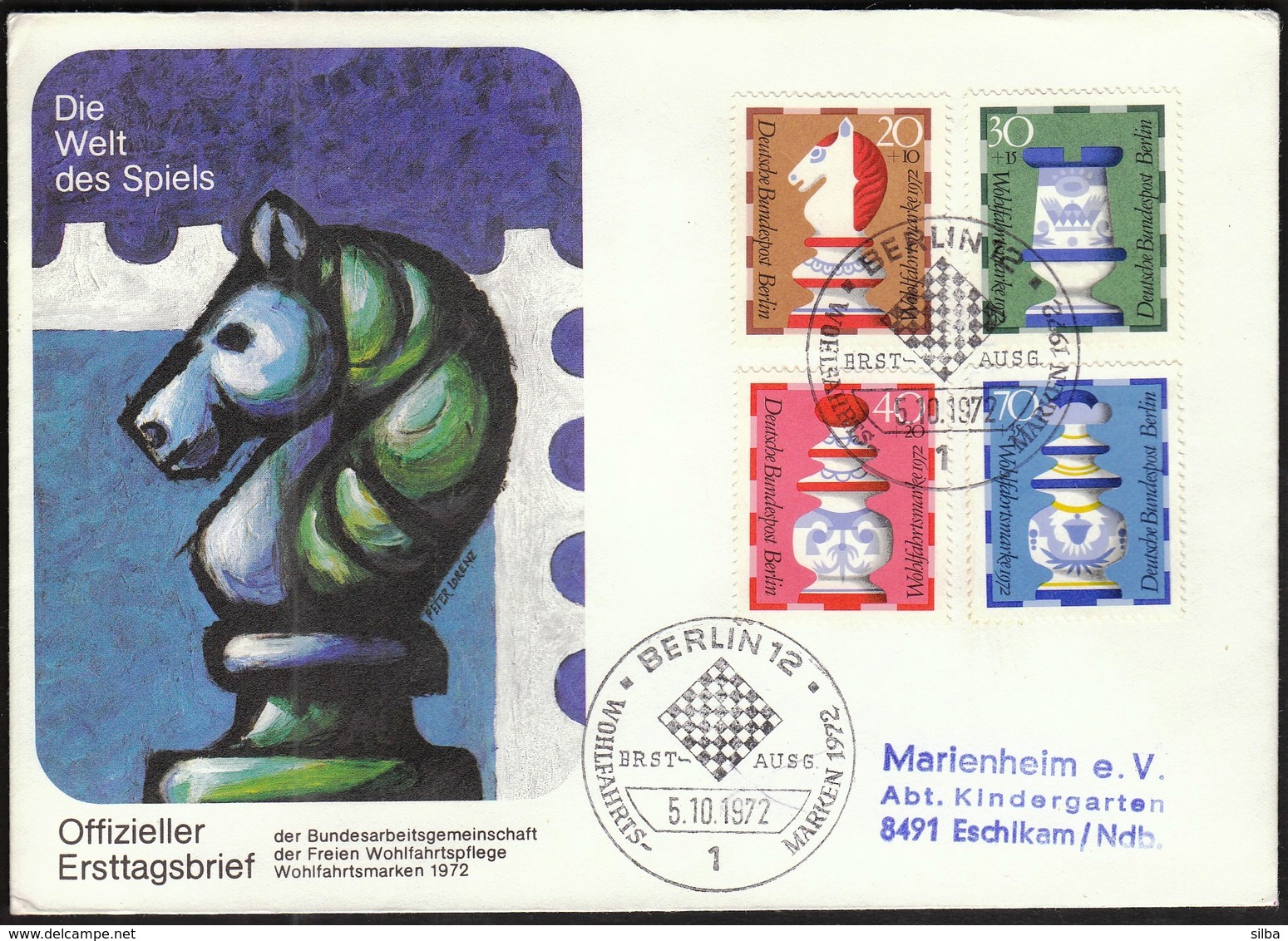 Germany Berlin 1972 / Wohlfahrtsmarken / Chess / FDC - Scacchi