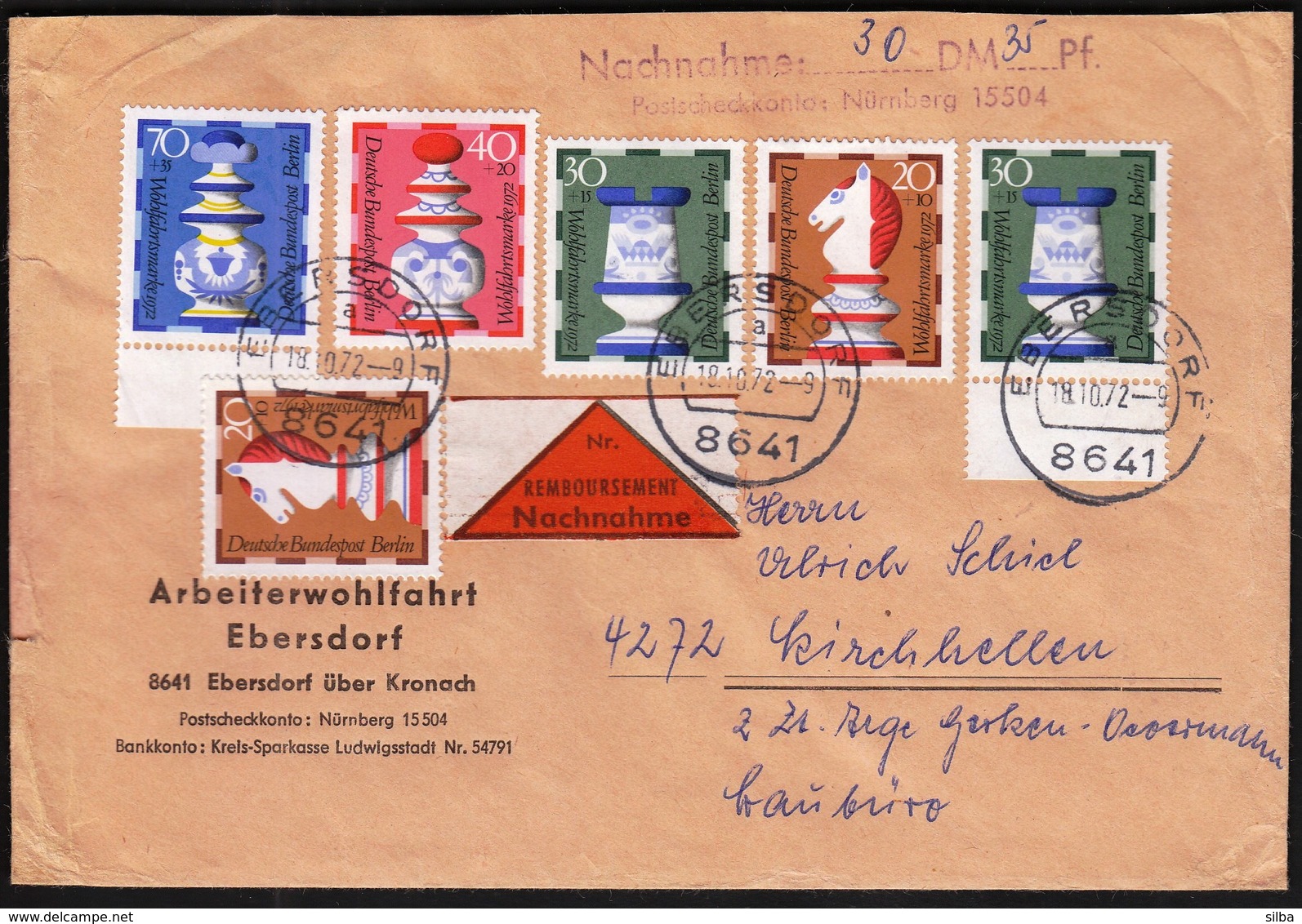 Germany Ebersdorf 1972 / Wohlfahrtsmarken / Chess - Echecs