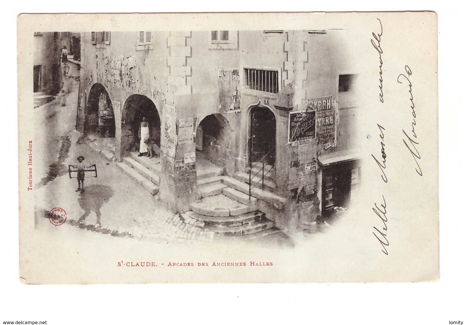 39 St Saint Claude Arcades Des Anciennes Halles Cpa Timbre + Cachet St Claude Sur Bienne 1902 - Saint Claude