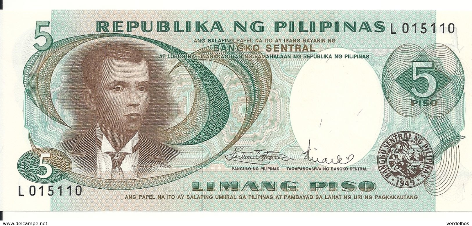 PHILIPPINES 5 PISO ND1969 UNC P 143 B - Philippines