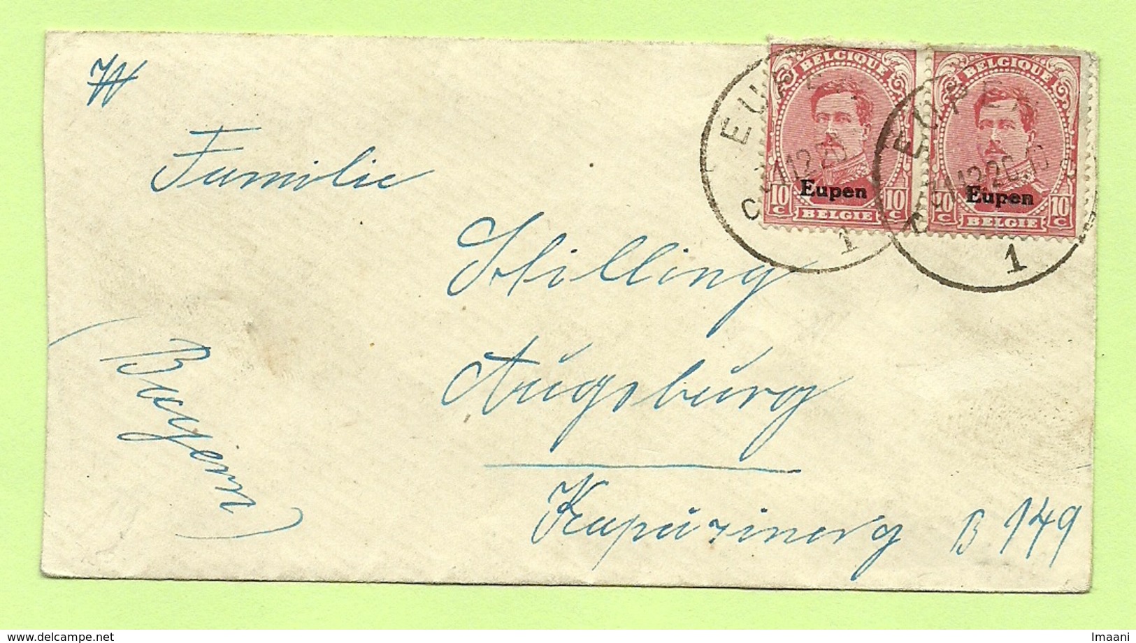 BZ 88 (opdruk Eupen) Op Briefje Stempel EUPEN  (122) - OC55/105 Eupen & Malmédy