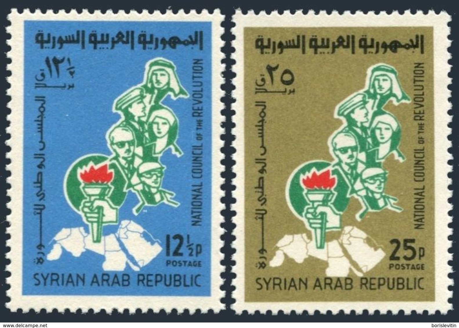 Syria 477-478,MNH.Michel 922-923. Council Of The Revolution,1965.Map. - Syria